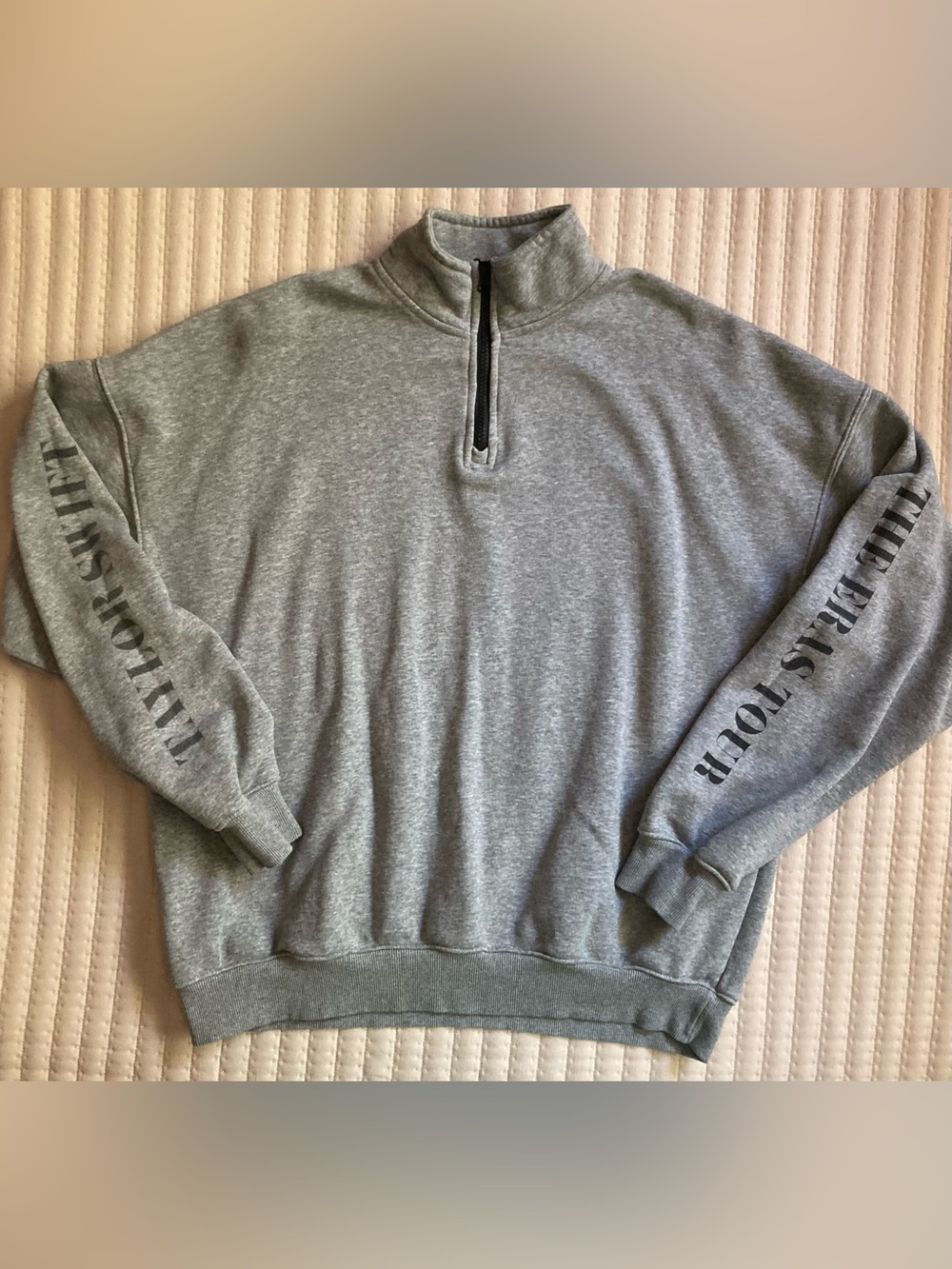 Taylor Swift The Eras Tour 1/4 Zip Sweatshirt Unisex Medium Gray Cotton Poly